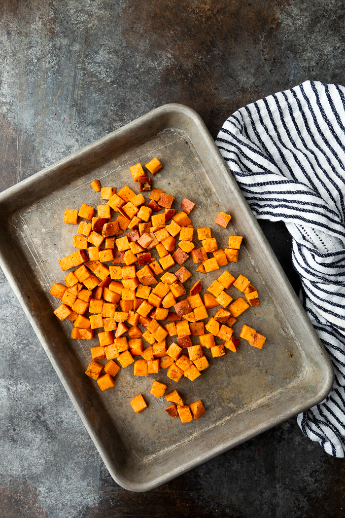 A sheet of southwest sweet potatoes