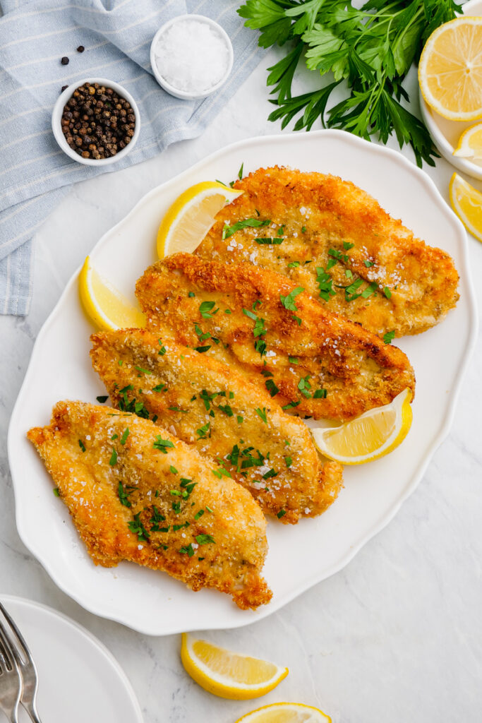 Breaded chicken cutlets pan fried