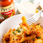 A bowl of chicken parmesan casserole