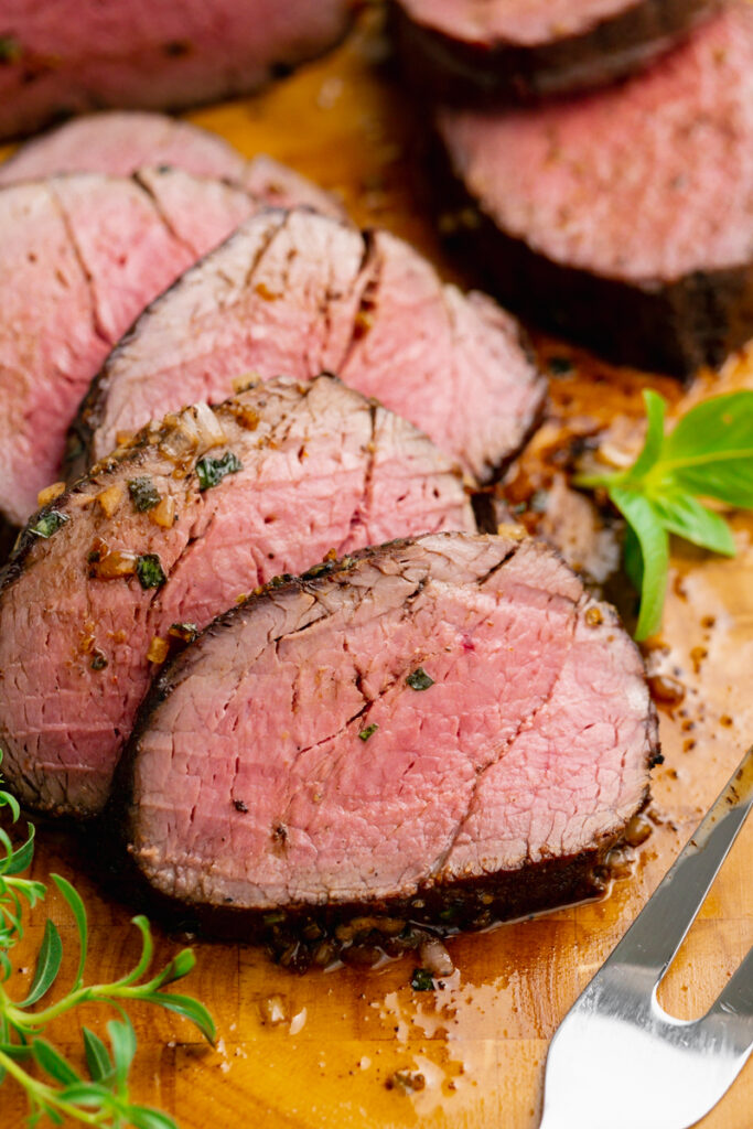 Herb butter rubbed roast beef tenderloin