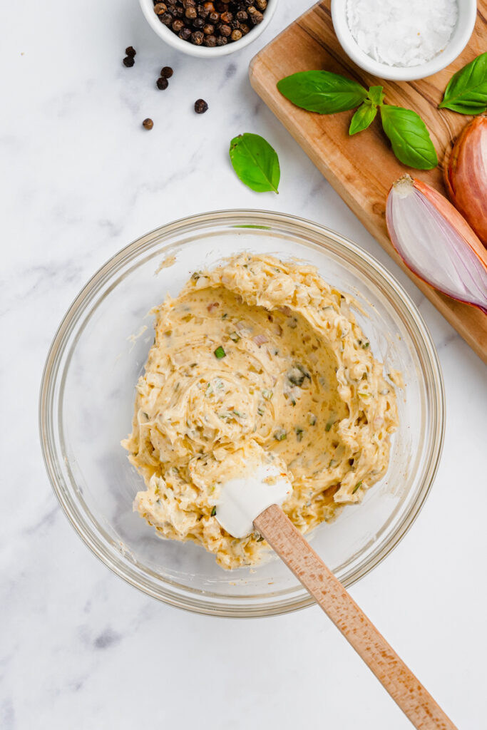 Butter that is herbed in a bowl