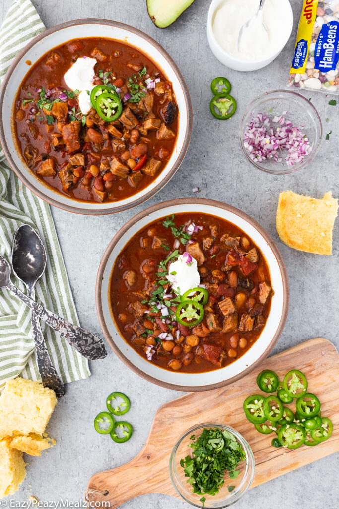 Two bowls of Brisket chili