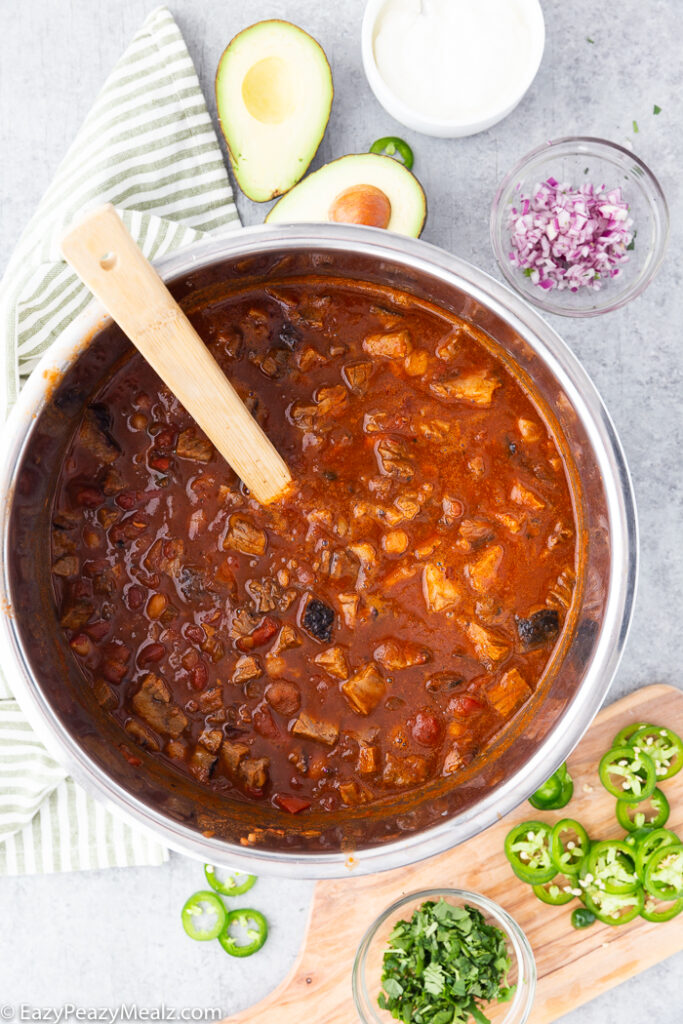 Chili cooked in the pressure cooker