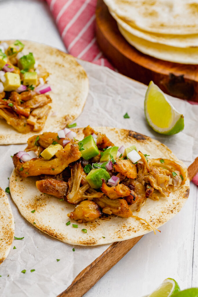 Chicken carnitas made into tacos