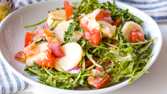 A plate of BLT potato salad