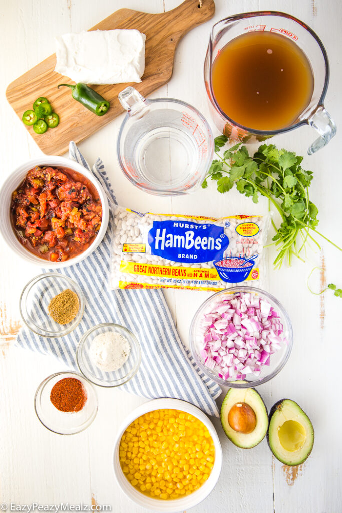 All the ingredients you need for white chicken chili