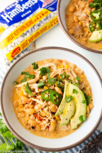 A bowl of white chicken chili cooked in the pressure cooker