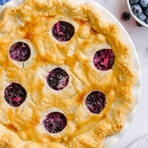 Blueberry Pie with a flaky crust.
