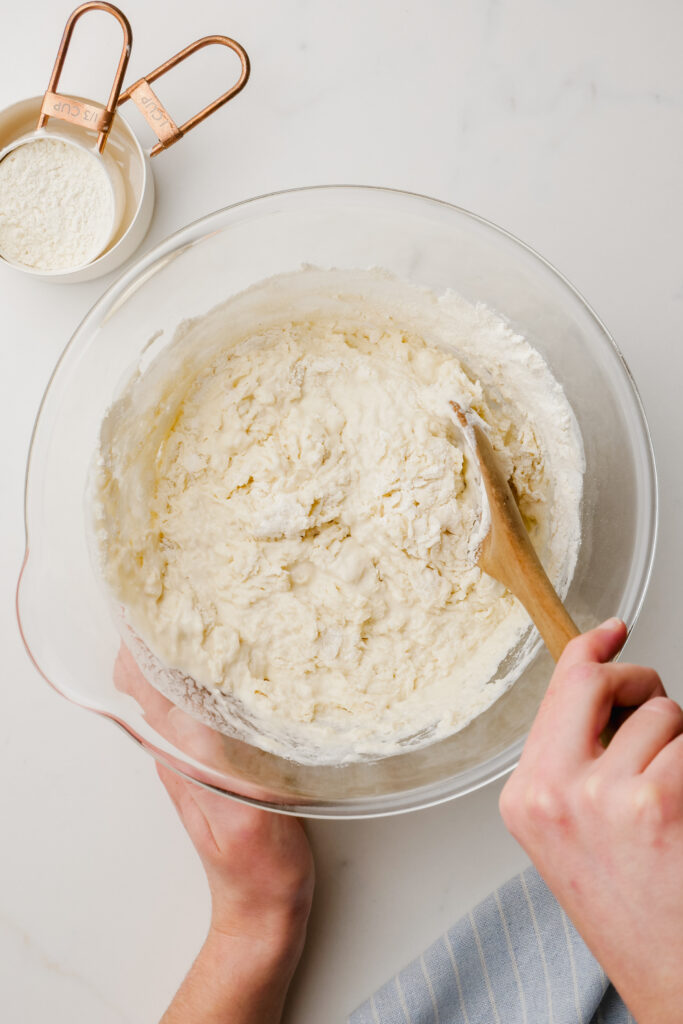 Making dough for focaccia bread