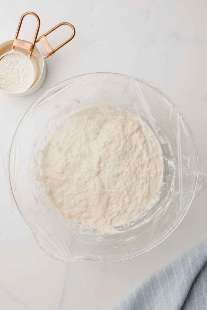 Making the dough for focaccia