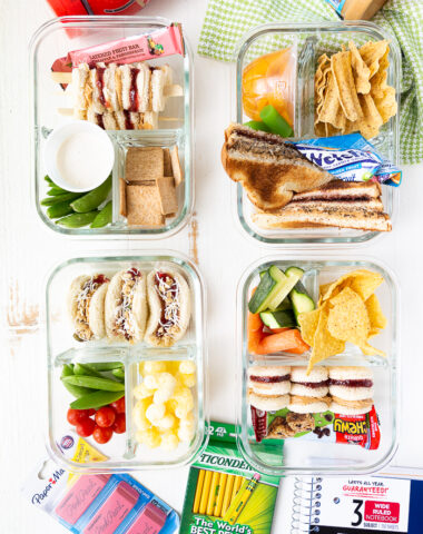 4 lunchbox ideas using peanut butter and jelly sandwiches