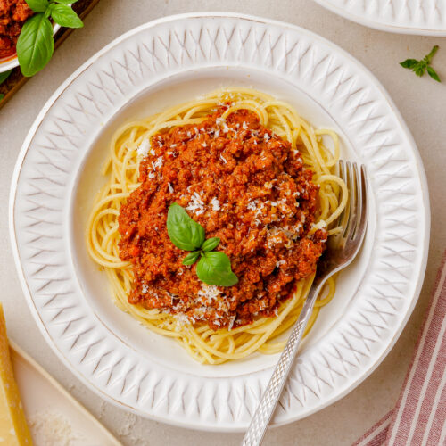 Slow cooker bolognese, made hearty, thick, and delicious in the crock pot