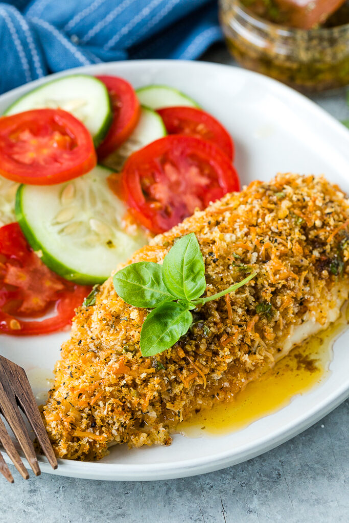 Lemon Basil Chicken with crunchy panko coating
