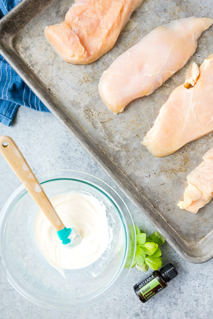 Flavored mayo meant for coating chicken
