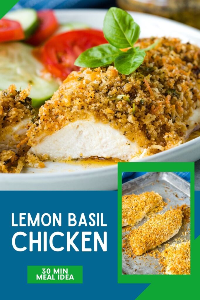 Lemon basil chicken with a panko coating.