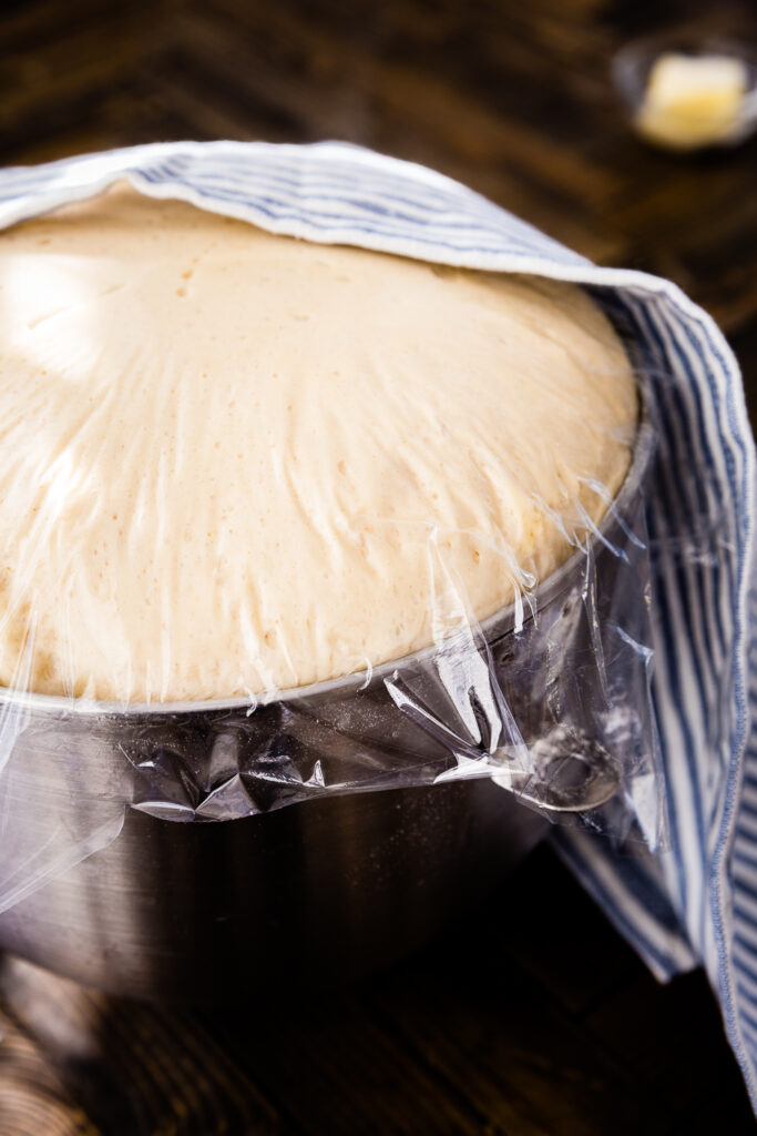 Lion house roll dough after it has risen to double in size