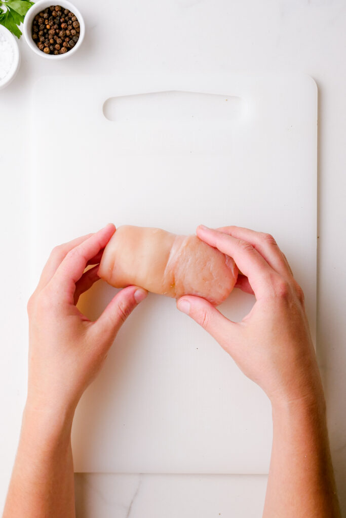 A packet of chicken before it gets refrigerated