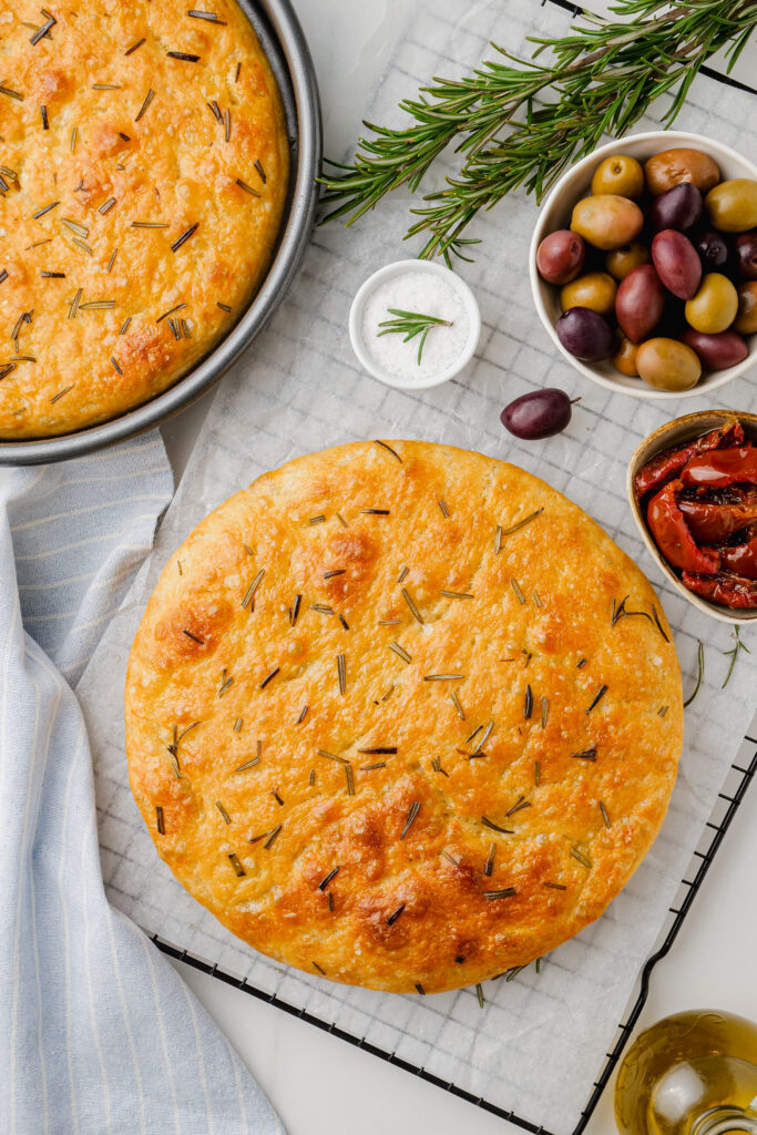 Let focaccia cool for 30 minutes before serving to get proper texture