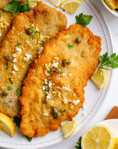 Schnitzel, a delightful pounded meat that is breaded and fried.
