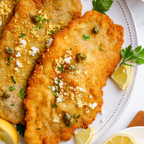 Schnitzel, a delightful pounded meat that is breaded and fried.