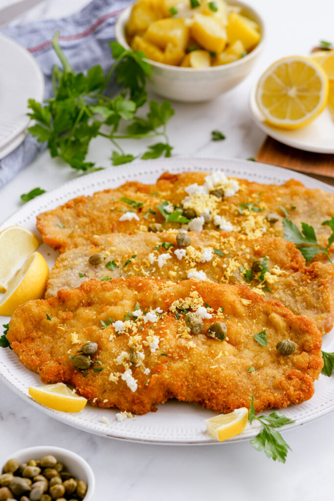 Pork schnitzel is thinly pounded pork that is breaded and fried, crispy, and delicious. 
