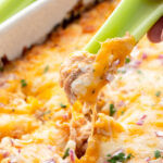 BBQ chicken ranch dip, cheese pull with celery