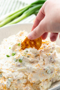 A bowl of crack dip, an easy to make chip or cracker dip that is loaded with flavor.