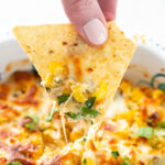 Creamy, cheesy, elote dip, or also known as Mexican street corn dip.