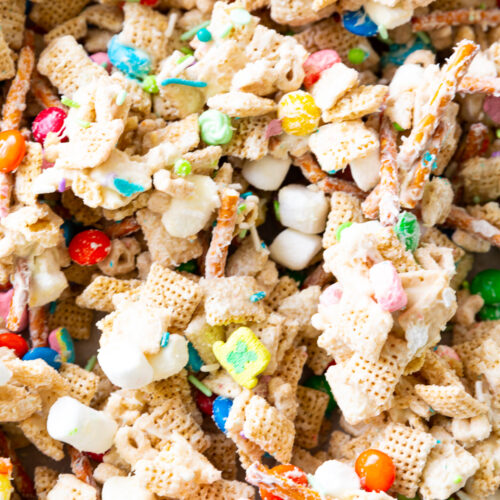 Lucky Charms, Chex, Pretzels, and more combined to make this Leprechaun Bait