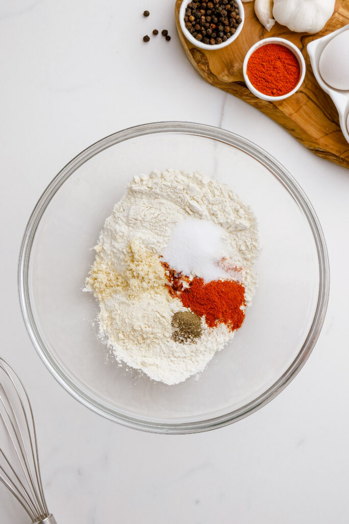 Making the batter for crispy Beer battered fish