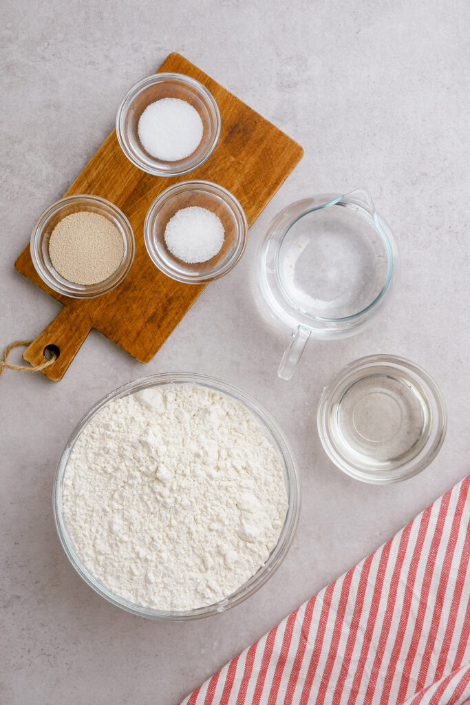 Ingredients for cheeseburger pizza dough