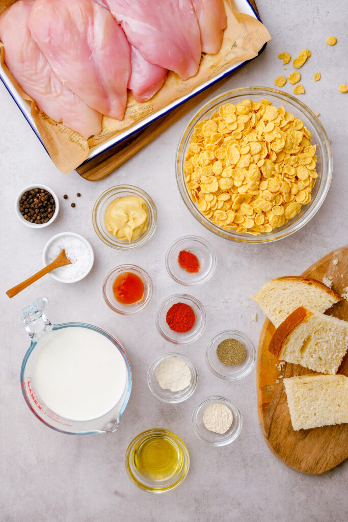 Ingredients needed to make oven fried chicken