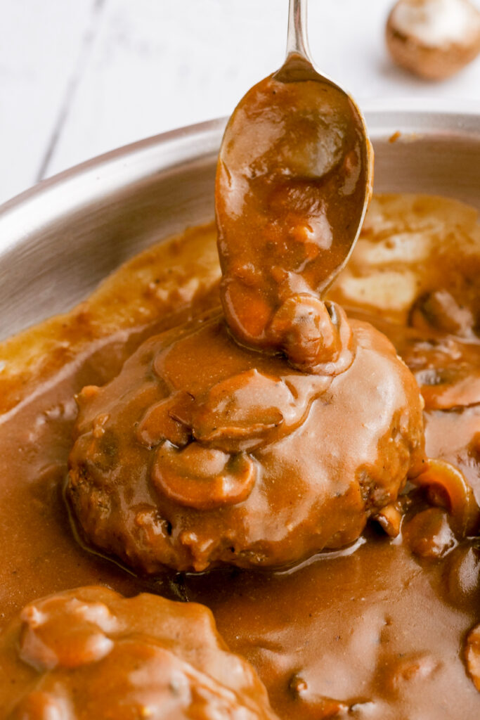 Cooking and finishing salisbury steaks and mushroom gravy