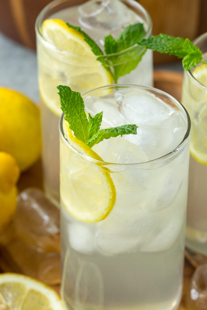 Glasses of homemade lemonade