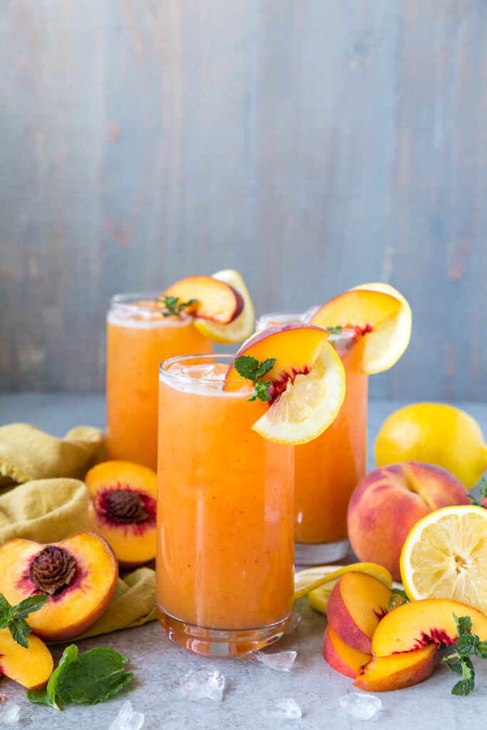 Easy peach lemonade, a fresh lemonade made with summer peaches