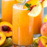 Easy peach lemonade, a refreshing homemade lemonade drink with mint.