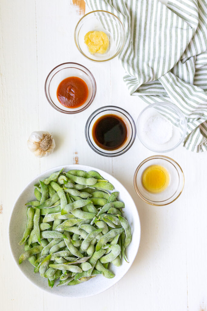 Everything you need to make spicy garlic ginger edamame