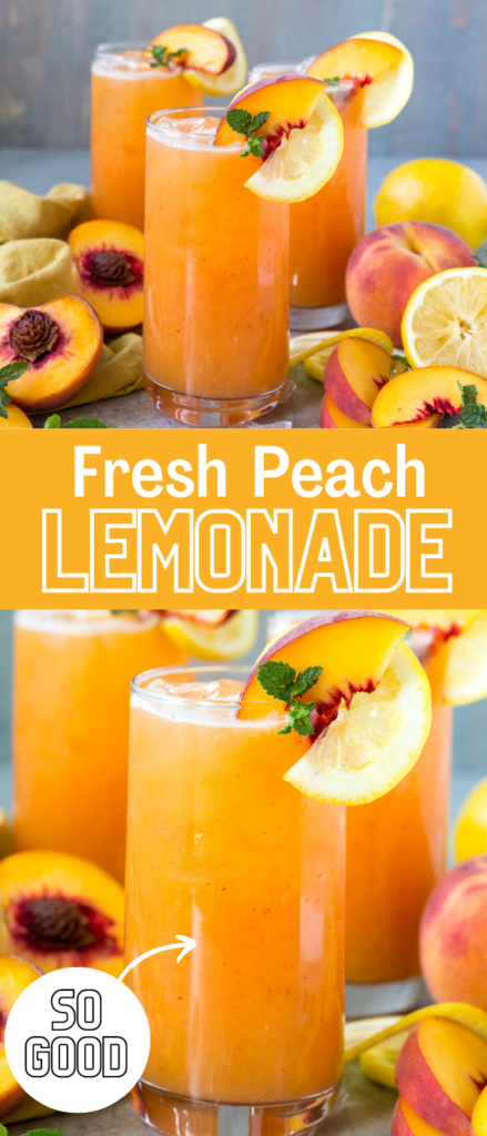 Fresh and refreshing peach lemonade made from scratch with just a few ingredients