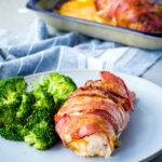 Bacon wrapped, potato and cheese stuffed chicken breast, makes for the best chicken ever