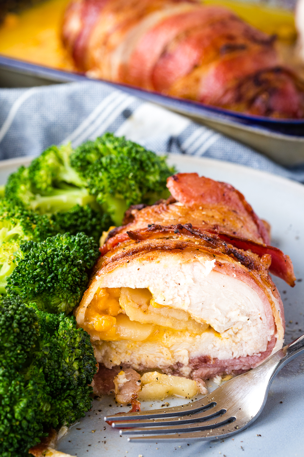 Bacon Wrapped Potato and Cheese Stuffed Chicken Easy Peasy Meals
