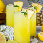 Glass of cold pineapple lemonade