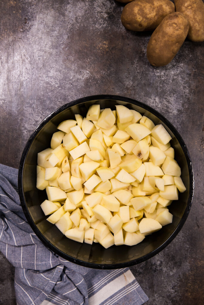 Potatoes ready to be boiled for mashed potatoes