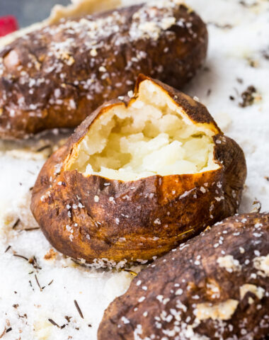 How to make salt baked potatoes, by baking the potatoes in a bed of salt.