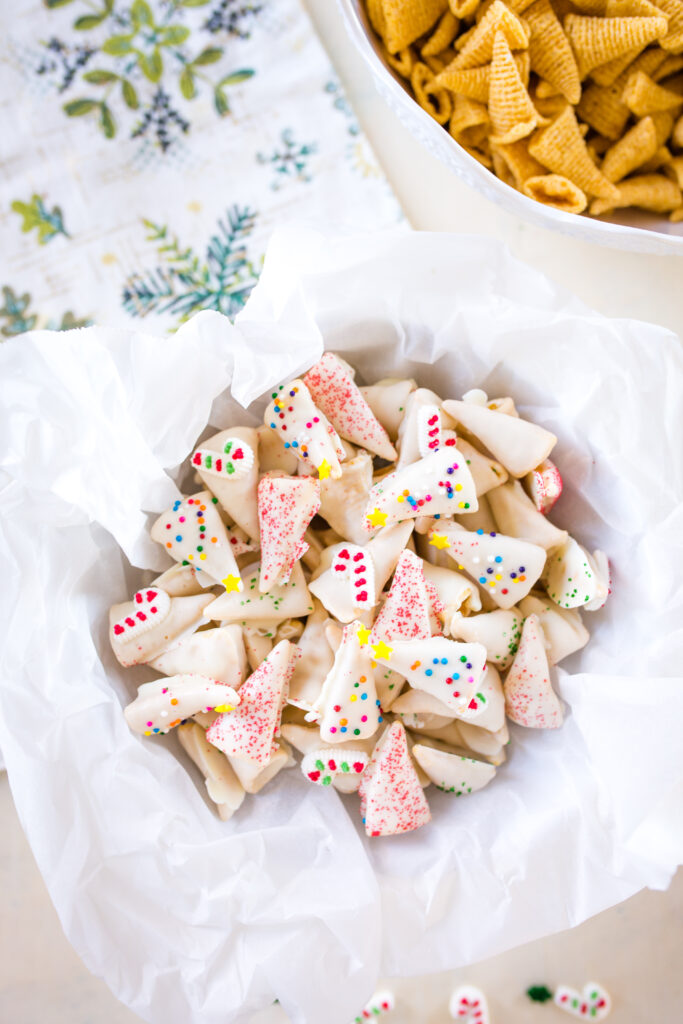 Easy Christmas Treats, these fun chocolate covered bugles are the best Christmas treat