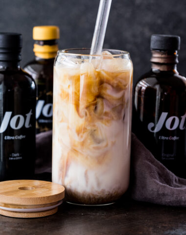 Stir together your iced vanilla oat latte