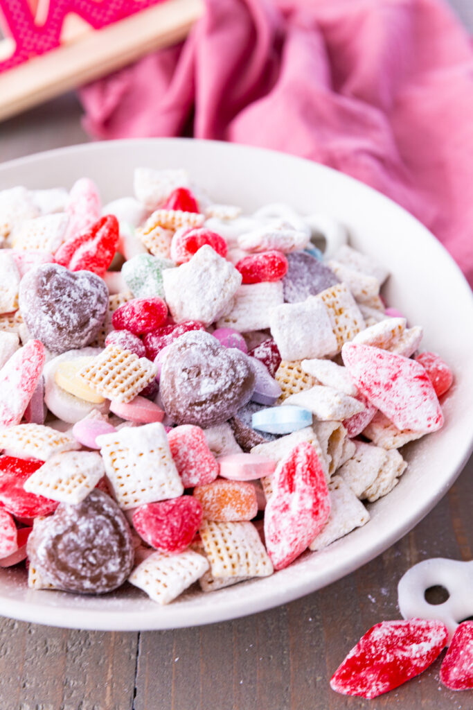 the BEST Valentine Snack Mix, made with Chex cereal and featuring sweet and salty, crunchy and chewy. It has it all and is SO EASY to make!