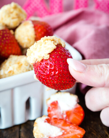 Cheesecake Stuffed Strawberries, a delightful treat for the holidays or anytime.