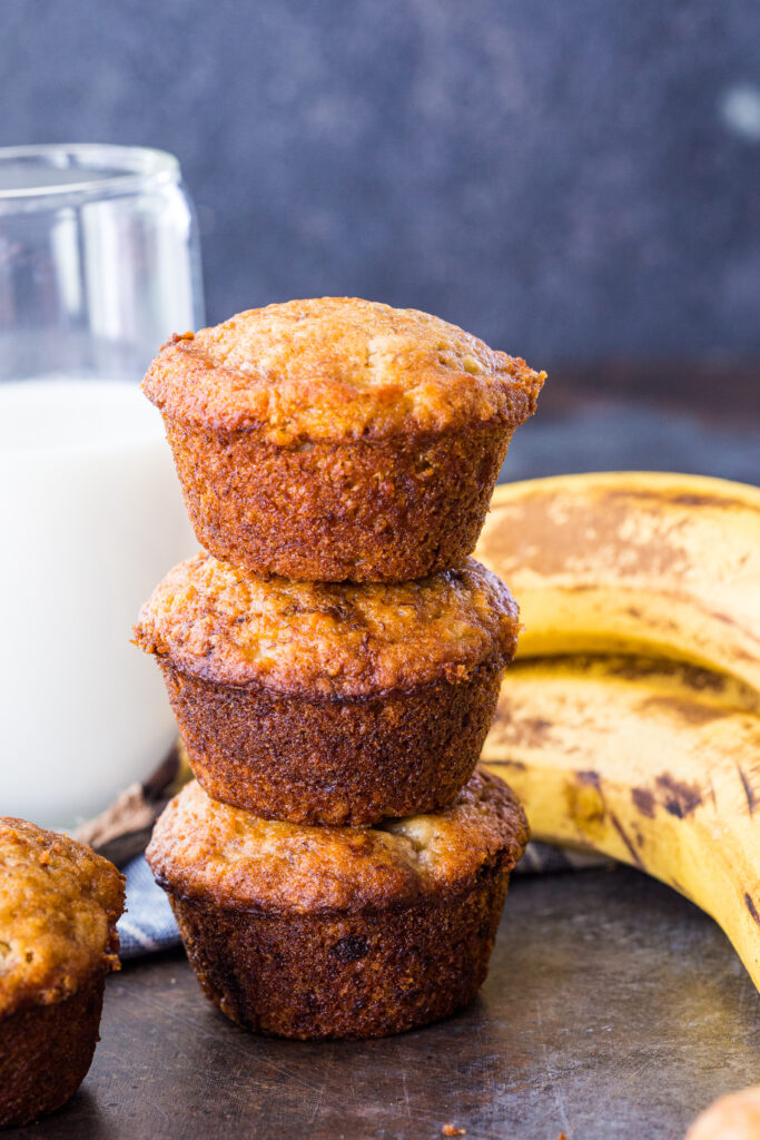 A stack of banana bread muffins. 