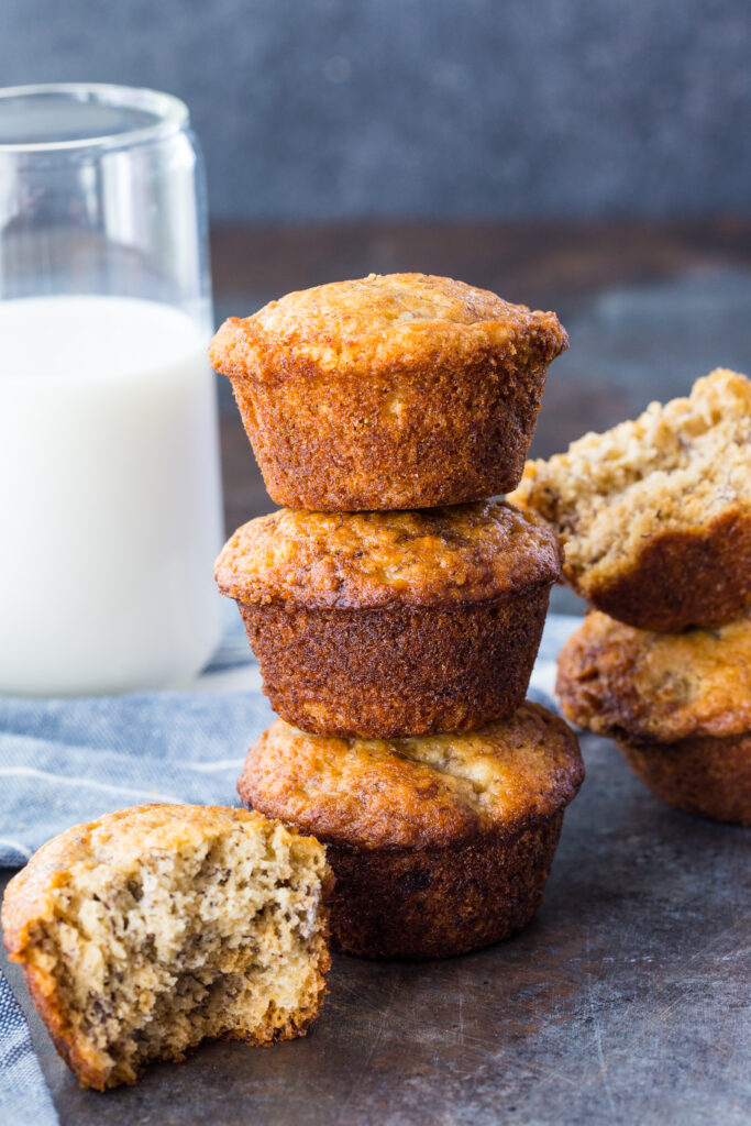 Banana bread muffins that are tender and delicious.