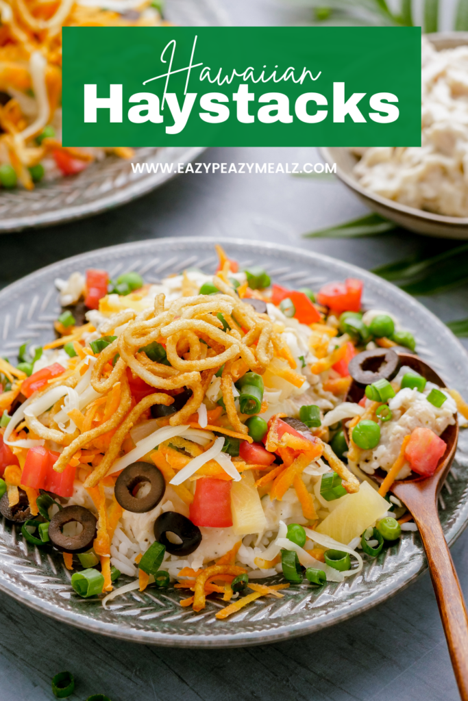 The ultimate easy Hawaiian Haystacks. Simple, homemade creamy chicken gravy, over fluffy rice, and topped with crunchy, fresh toppings for a delicious meal everyone loves.
